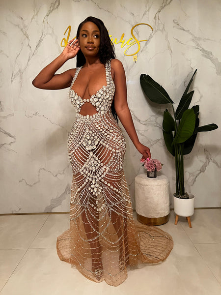 Aura Long crystal dress